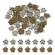 50Pcs Dog Paw Print Charms, 15x12.5mm Animal Footprint Pendants, Bronze, Silver