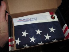 USA Flag Bulldog 100% Cotton Bunting 50 Embroidered Stars 3'x5', NIB Annin, US
