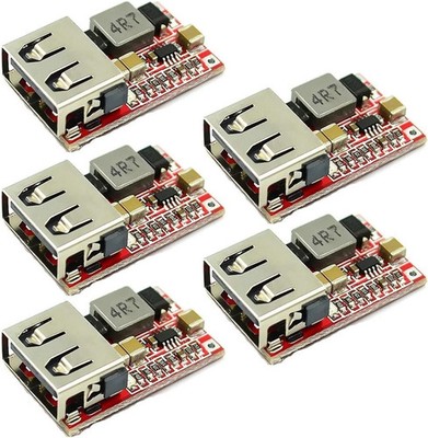 5 X DC-DC Buck Step-Down Converter Module 6-24V DC Input to 5V 2A USB Car Charge