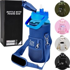 Gym Keg 2.2L Water Bottle Carrier, Leak Proof, BLUE Includes phone slot RRP £22