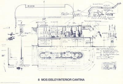 Mos Eisley Cantina Interior Star Wars Set Blueprint 20th Century Fox 1977 Karte