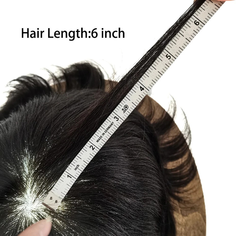 Full Poly Skin Mens Toupee Injected PU Human Hair Toupee Replacement Wig for Men - Image 4 of 4