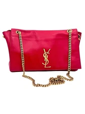 Saint Laurent Medium Red Leather And Suede Reversible Kate Shoulder