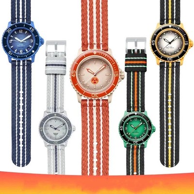 Nylon Canvas Watch Strap for Swatch Blancpain Five Ocean 20mm 22mm Braided Band