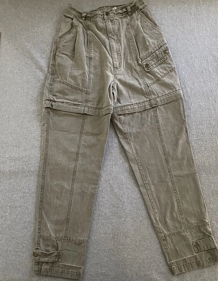 Vtg Cabelas Pants Women’s 27 Green Convertable Canvas High Rise 80s Outdoor 90s - Image 2 of 4