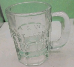 A&W Root Beer Mini Clear Mug 3.25" Tall Raised Lettering Vtg 1950s Rare
