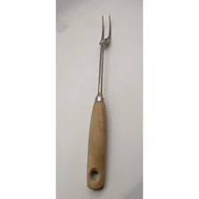 VTG EKCO A &J USA Carving Fork Wood Handle Stainless Steel Kitchen Utensil