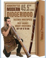 World Percussion USA Modern Didgeridoo 45.5" Wood Beeswax Mouthpiece Key D to Db