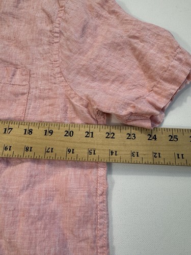 Saks Fifth Avenue Men’s Large 100% Linen Button Shirt Pink Vacation Beach Preppy - Picture 7 of 8