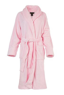 Women Pink Shawl Collar Velour Soft Plush Thick Bath Robe Warm Spa & Hotel  | eBay
