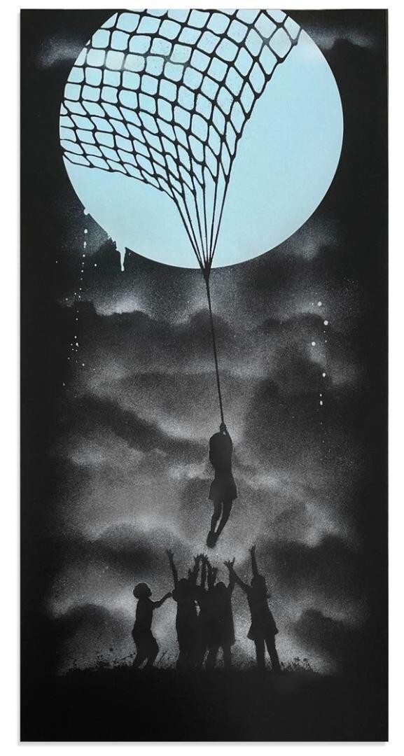 BEN EINE オリジナル/banksy KYNE DOLK john doe John Doe Lunacy Catching the Moon Autograph Print Kyne Dolk