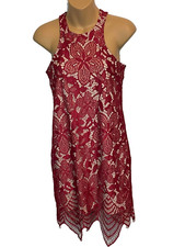 Express red/maroon lace dress with tan underlay Women's Size XS New With Tags