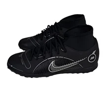 Nike Mercurial Superfly 8 Club TF Black Metallic Silver Soccer Turf SZ 12