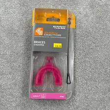 Shock Doctor Braces Strapped Mouth Guard Pink Adult 12+ No Boil Hockey Football