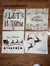 NEW Christmas Decorative Pillow Covers 18 x 18   Set of 4 Holiday Decorations