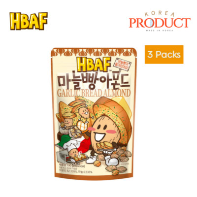 HBAF Garlic Bread Almonds 120g x 3Packs  Garlic Bread Flavored Korean Snack