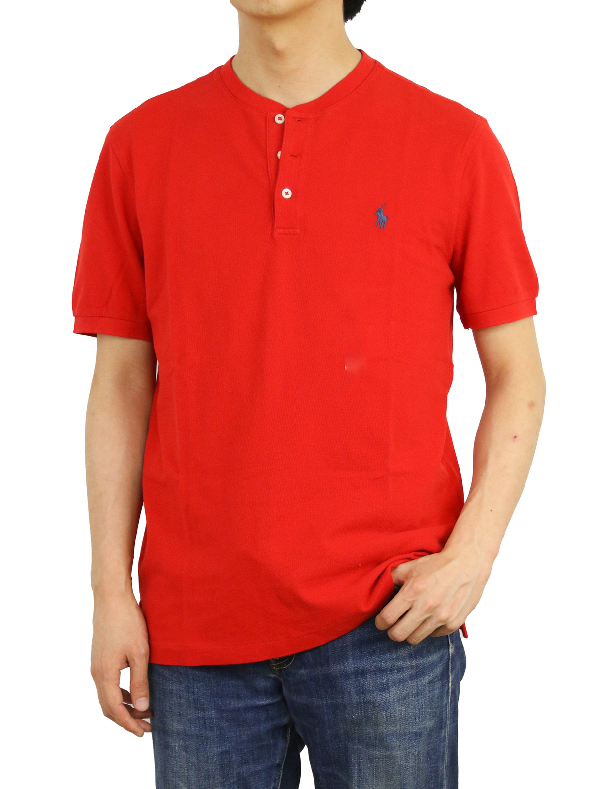 Футболка Polo Ralph Lauren из легкой сетки Henley с коротким рукавом - красный -