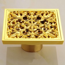Luxury Gold Flower Carved Bathroom Floor Drain Waste Grate Shower Drainer