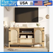 ✔️✅Buffet Sideboard Cabinet with Storage 59’‘ Boho Large Rattan Cabinet Drawers