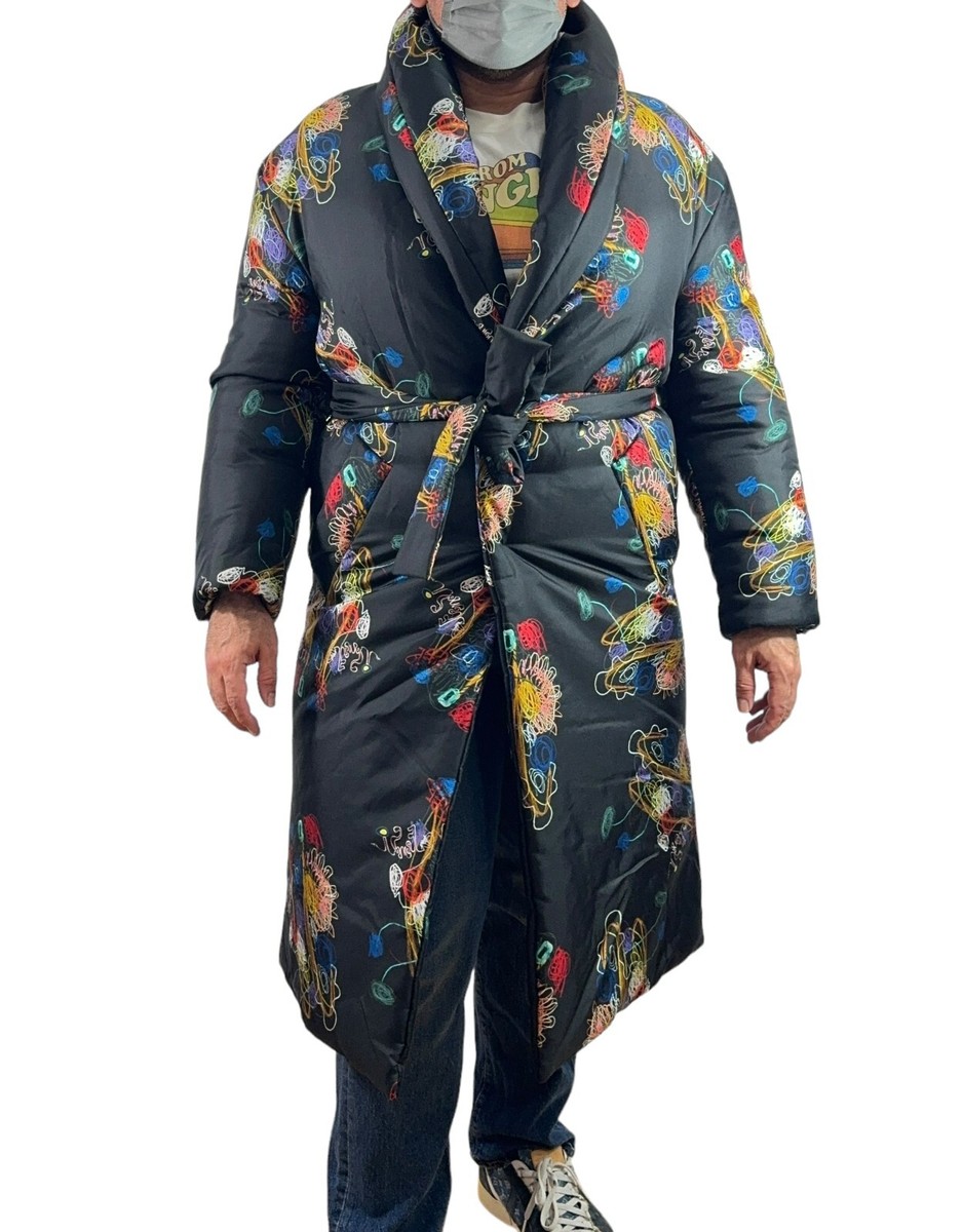 FENDI X Noel Fielding Graphic Reversible Silk Shawl Coat Padded 