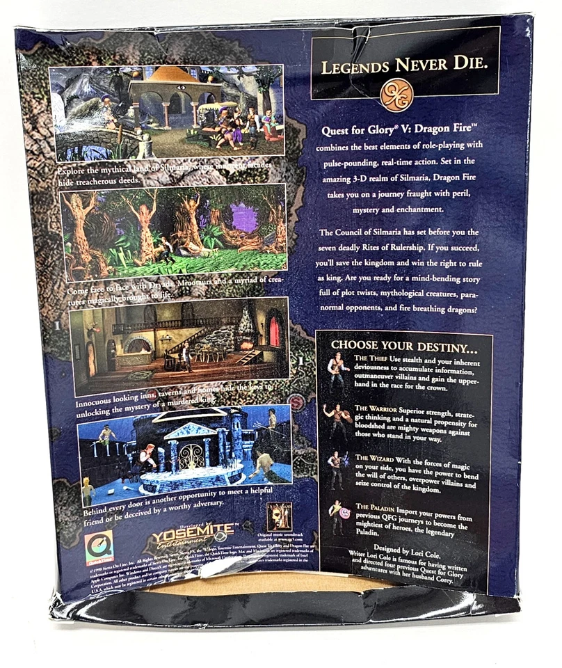 Quest for Glory V Dragon Fire PC Win Mac Game Sierra New w Damaged Big Box - Image 2 of 4