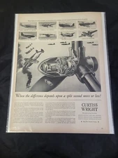 1940's Curtiss Wright Army Navy Air Aircraft Combat WWII Original Print Ad