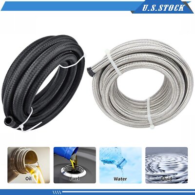 10FT CPE Braided Fuel Line Hose Fit Oil Gas Water Diesel AN4/AN6/AN8/AN10/AN12