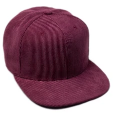 Baseball Cap Corduroy Snapback Adjustable Flat Bill Plain Blank Hip Hop Mens Hat
