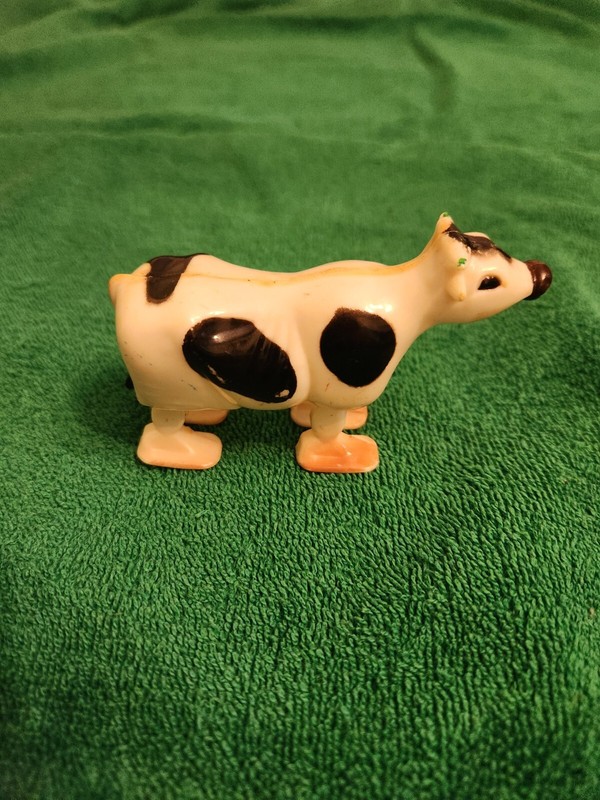 2 VTG 1960s Toy Ramp Walkers Holstein Dairy Cow Black & White & Pink Pig. Works