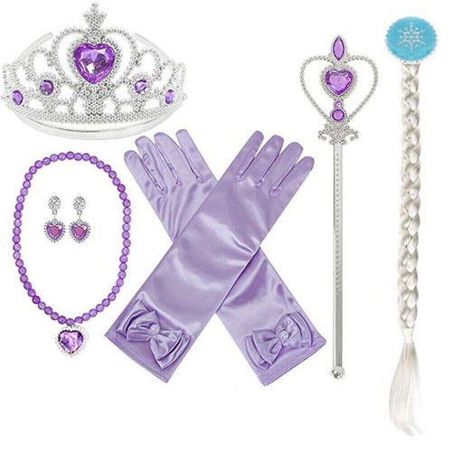 Kids Girls Princess Queen Elsa Anna Halloween Cosplay Costume Fancy Dress&Crown - Picture 36 of 36