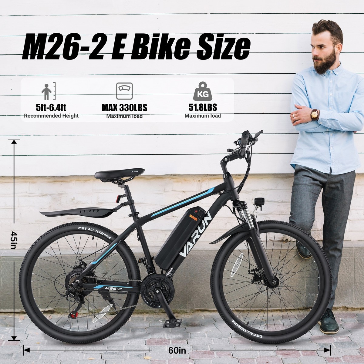 VARUN 26 Inch Peak 750W E-Bike Mountain Electric Bicycle 21 Speed