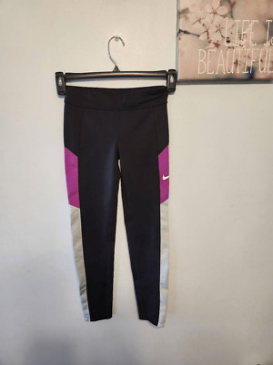 Nike Trophy Girls Size L Black Purple Training Tight Leggings