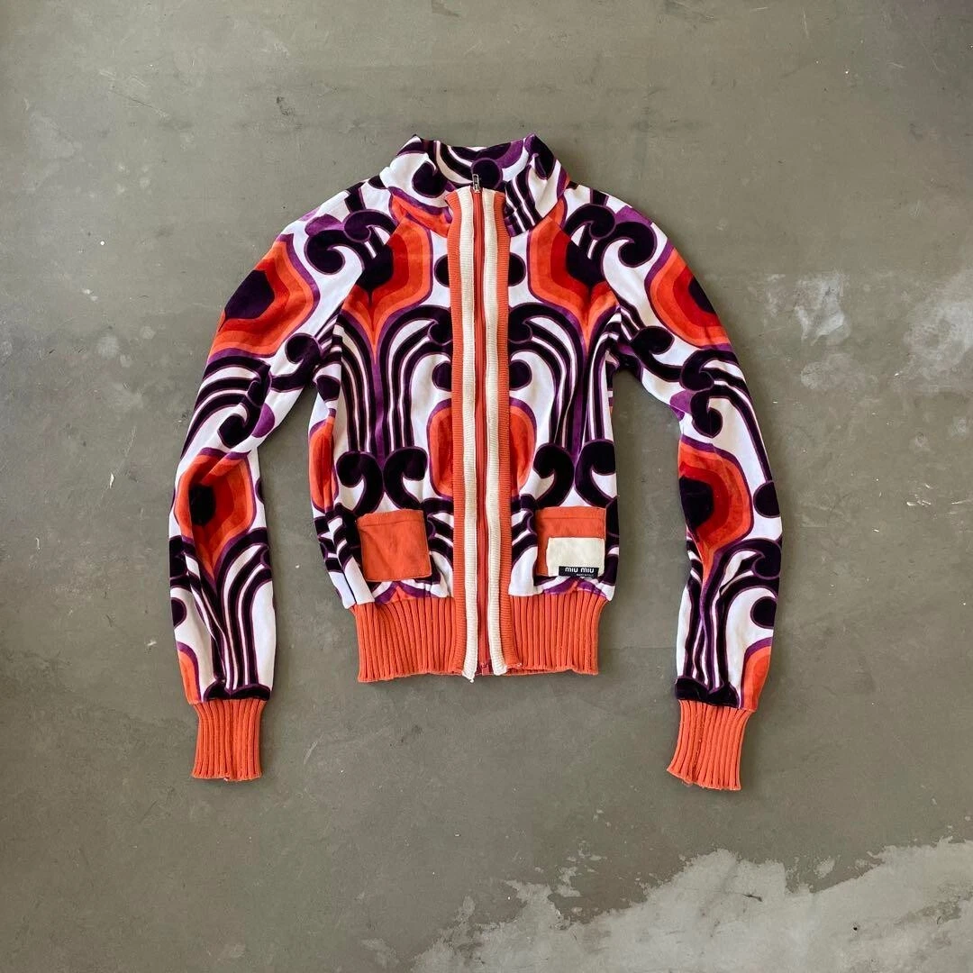 MIU MIU SS2005 Giacca da pista scarpe da ginnastica con cerniera arancione usata