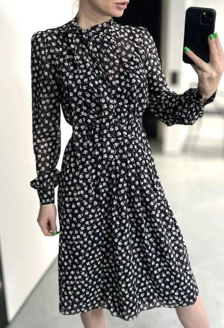 Dolce & Gabbana Floral Print Wrap Silk Chiffon Bow Italy Dress IT38