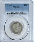 1914 S Barber Quarter PCGS G04 Graded Silver Low Grade Original Coin 5669