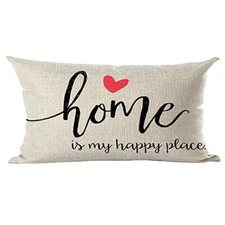 Black Word Art Quote Home is My Happy Place Pink Love Inspirational Decorativ...