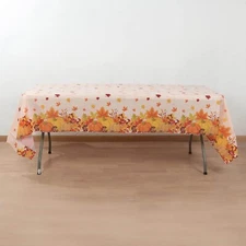5 ORANGE Rectangular 54" x 108" Plastic Tablecloths Fall Autumn Leaves Pumpkin