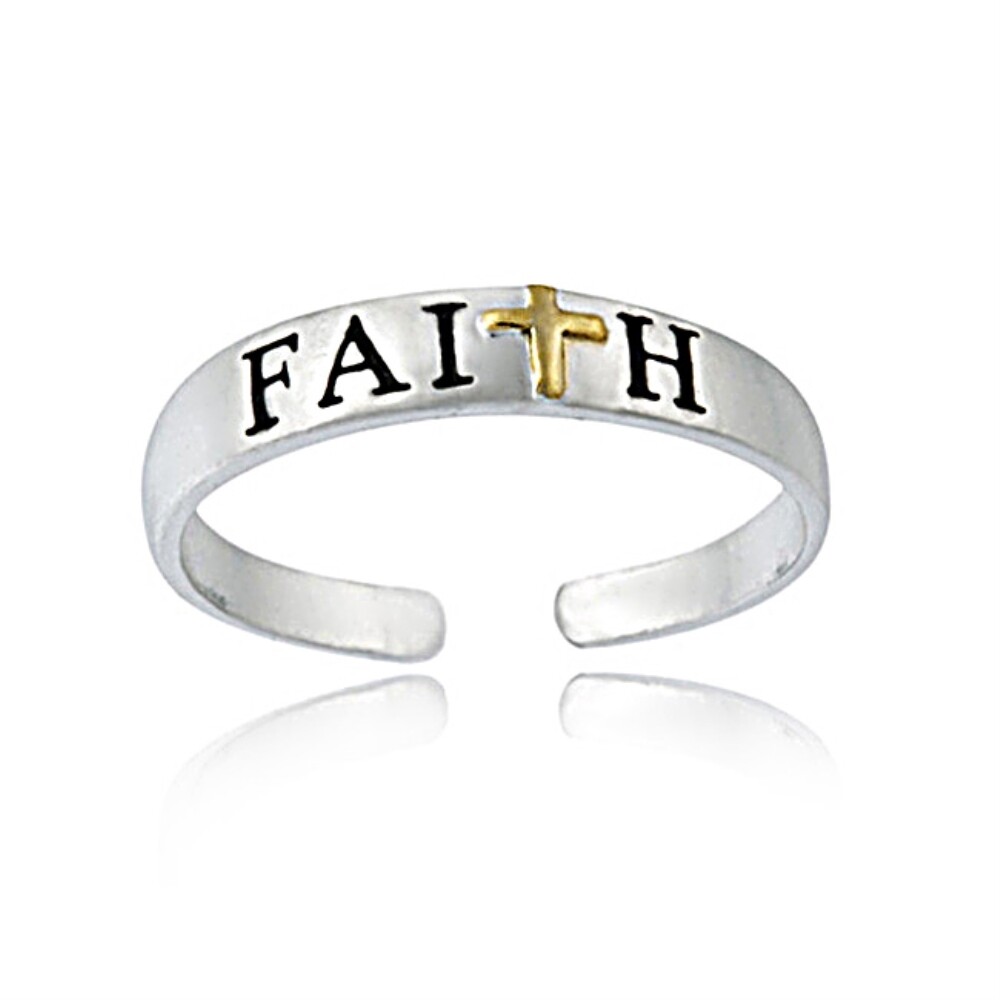 925 Sterling Silver Two Tone 'Faith' Toe Ring | eBay