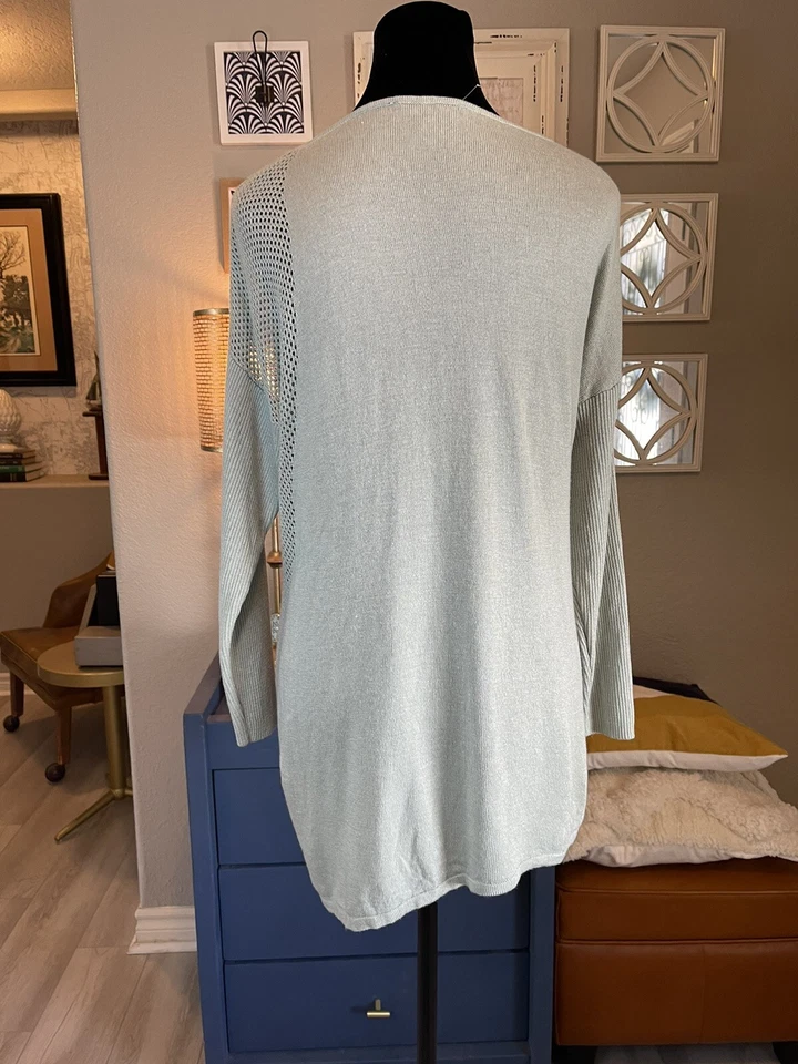 Suéter Cashmere Inc International Concept M túnica asimétrica verde claro Foto 3 de 4