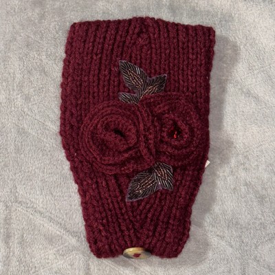 C.C. Exclusives Knitted Headband Neck Warmer - One Size, Burgandy w/ Accents