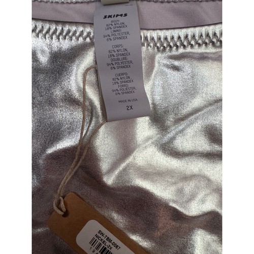 SKIMS Metallic Swim Skimpy Side Tie Bottom Nickel / Sz 2X - Picture 7 of 7