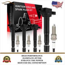 Ignition Coils & Spark Plugs Kit For Honda CR-V 2010 2011 2012 2013 2014 2.4L l4