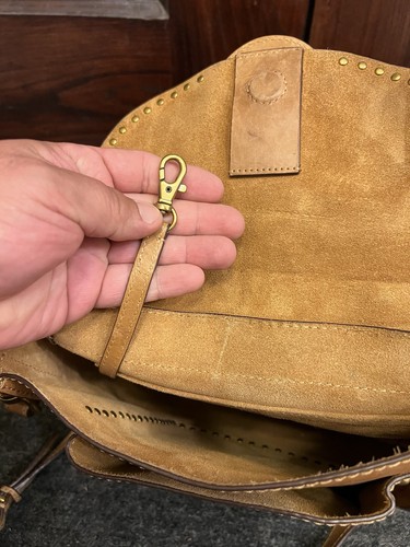FRYE ilana Taupe Brown Tan Braided Leather Saddle Crossbody Bag Fringed Tassels - Picture 19 of 22