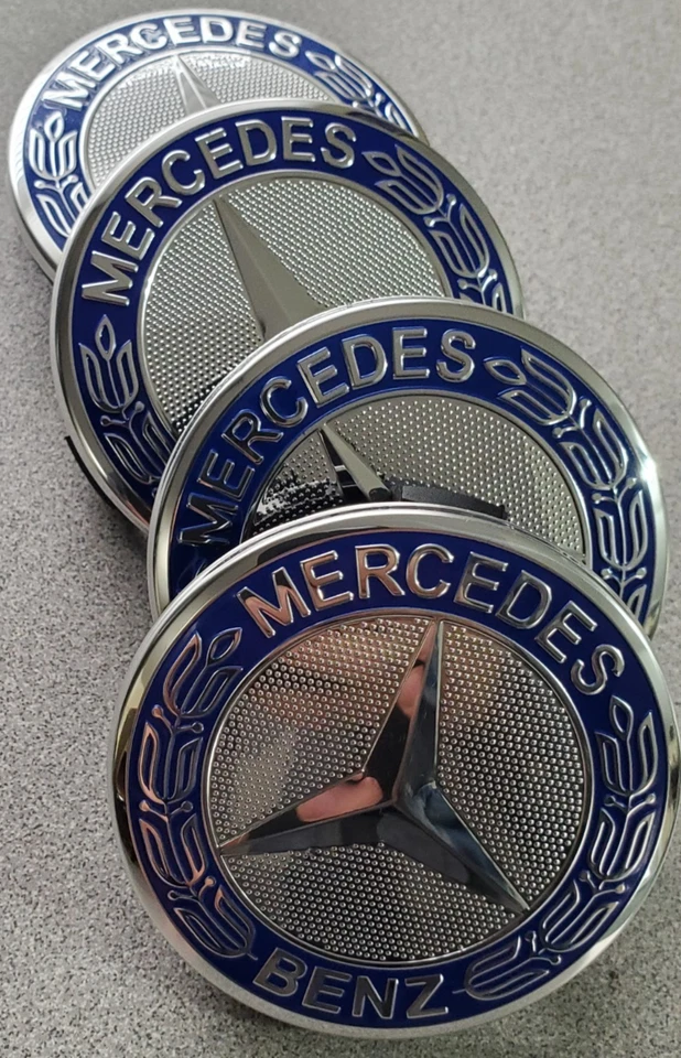 ⭐ Set of 4 75MM Wheel Center Rim Caps Hubcaps For Mercedes Benz AMG Blue Wreath - Изображение 4 из 4