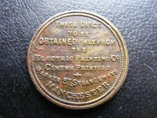 T567 Charlie Chaplin Gold Rush Token Electric Printing Co Manchester