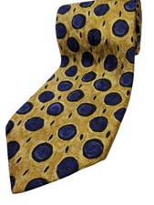 BARNEYS NEW YORK made in ITALY Silk Tie 61" Long Light Brown Gold Blue Black NEW