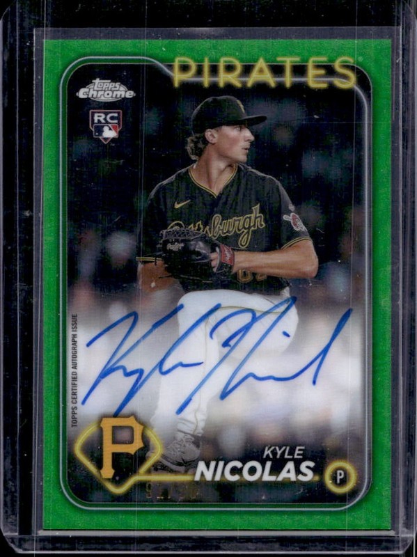 2024 Topps Chrome Kyle Nicolas Rookie Auto RC Green Refractor #/99 Pirates
