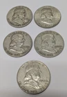 Franklin Half Dollar  Lot 5 Coins 1952 1953 1958 1960 1963 62.3g 90% Silver