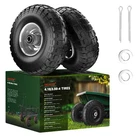 Flat Free Tire Wheel 4.10 3.50 4 Solid 10 Inch 5 8 Bearing Gray Hand Truck