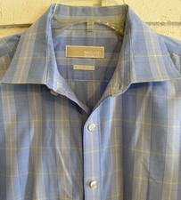 Michael Kors Check Dress Shirt 16.5 - 34/35 Blue Yellow Plaid Button Up Shirt